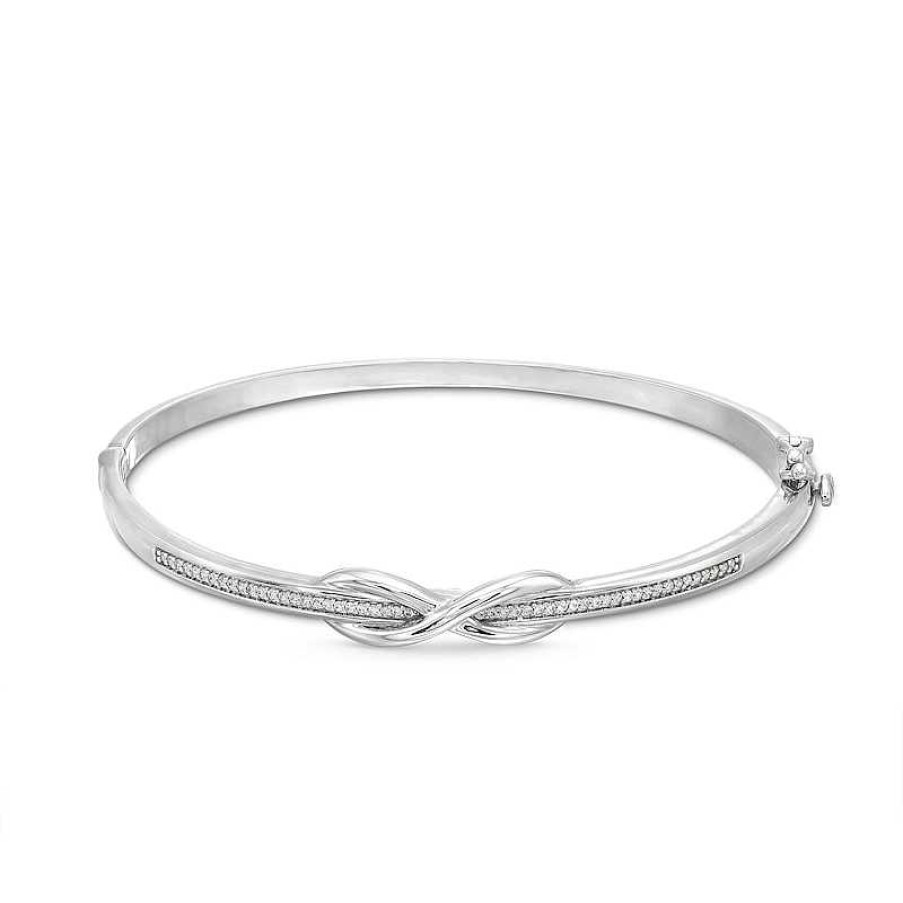 Bracelets Zales | 1/5 Ct. T.W. Diamond Infinity Overlay Bangle In Sterling Silver