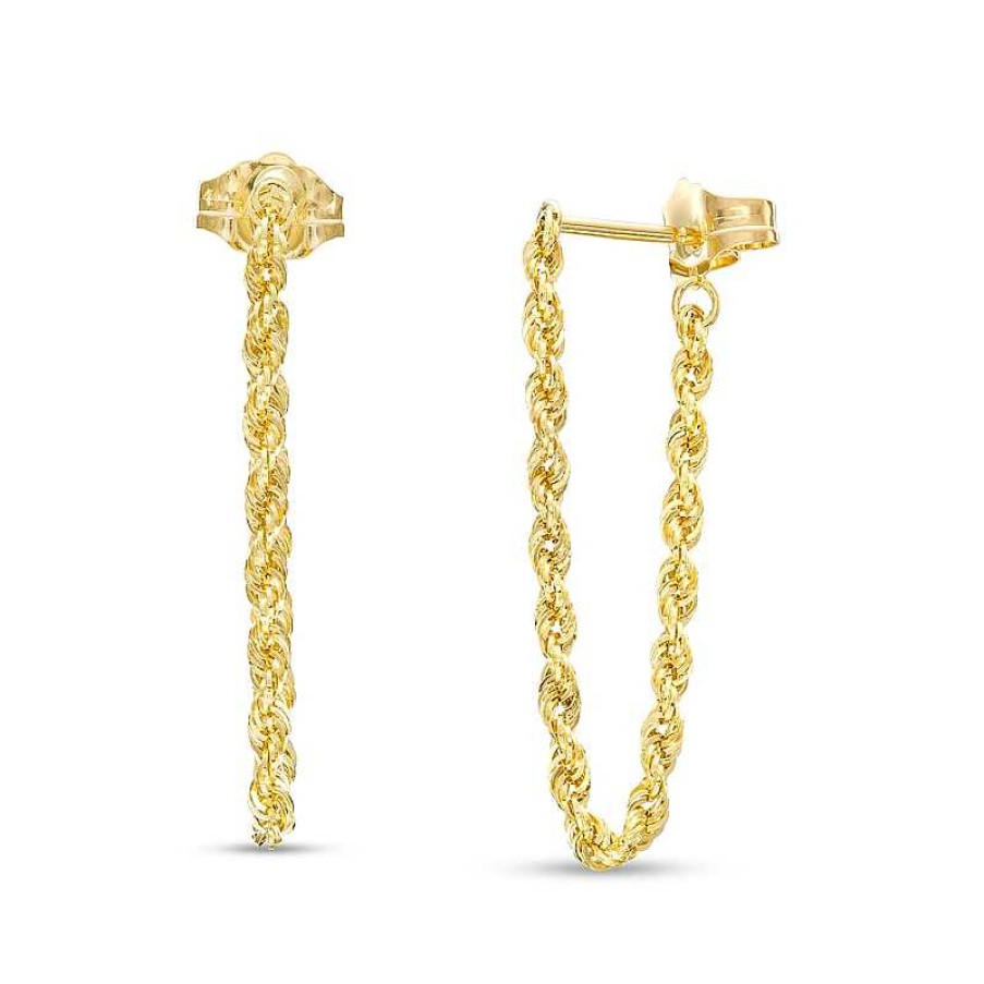 Earrings Zales | Rope Chain Front/Back Earrings In 14K Gold