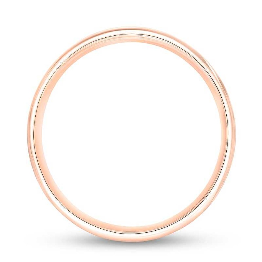 Rings Zales | Men'S 5.0Mm Engravable Low Dome Comfort-Fit Wedding Band In 14K Rose Gold (1 Line)