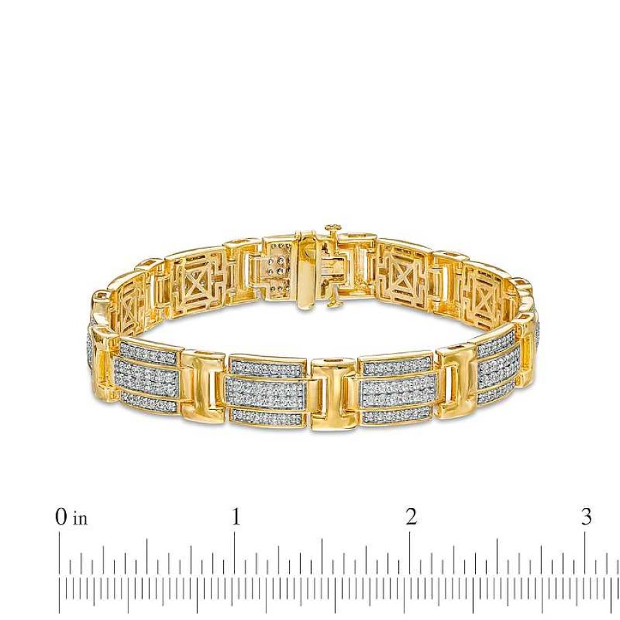 Bracelets Zales | Men'S 3 Ct. T.W. Diamond Multi-Row Layered Link Bracelet In 10K Gold