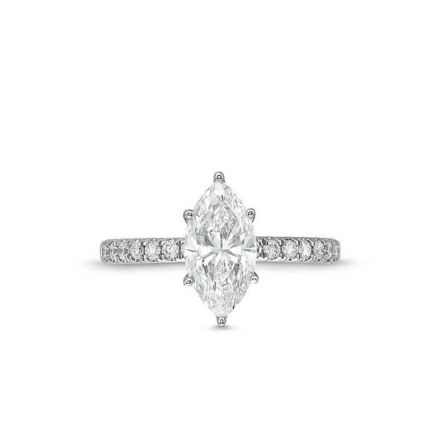 Rings Zales | 1-3/4 Ct. T.W. Certified Marquise-Cut Lab-Created Diamond Engagement Ring In 14K White Gold (F/Vs2)