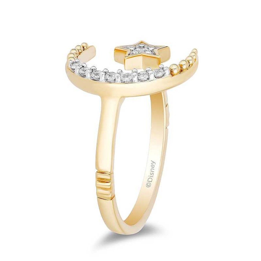 Rings Zales | Enchanted Disney Jasmine 1/8 Ct. T.W. Diamond Star And Moon Ring In 10K Gold