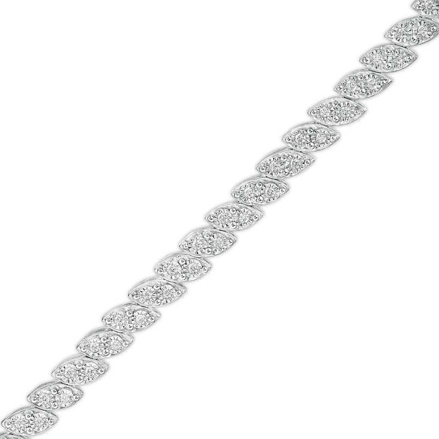 Bracelets Zales | 1/2 Ct. T.W. Diamond Marquise Line Bracelet In 10K White Gold - 7.5"