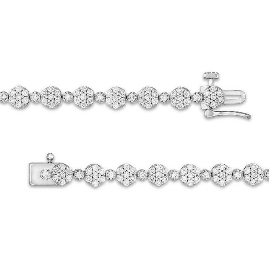 Bracelets Zales | Zales X Rocksbox 2 Ct. T.W. Lab-Created Diamond Flower Line Bracelet In 10K White Gold