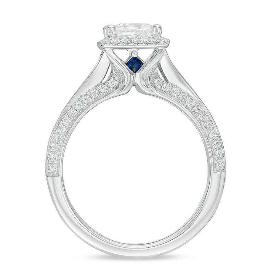 Rings Zales | Vera Wang Love Collection 1-1/2 Ct. T.W. Princess-Cut Diamond Frame Engagement Ring In 14K White Gold