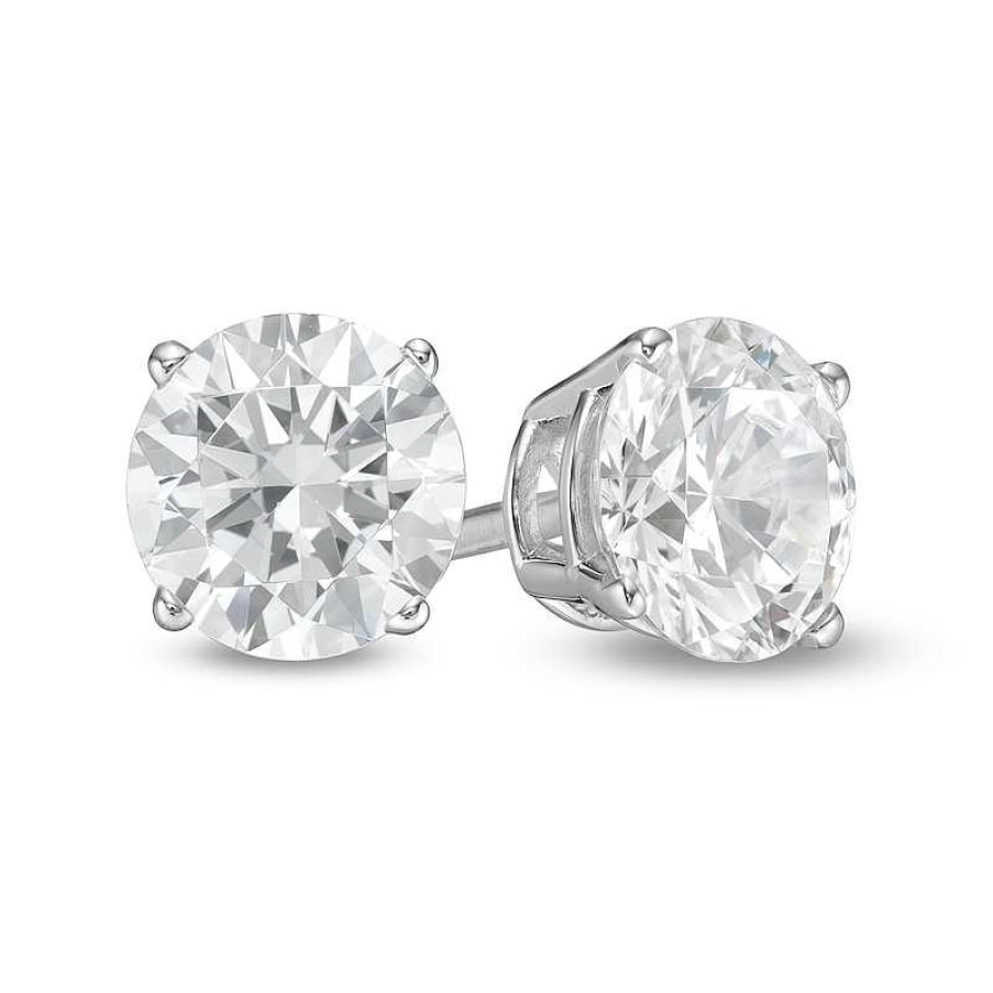 Earrings Zales | 1-1/2 Ct. T.W. Certified Lab-Created Diamond Solitaire Stud Earrings In 14K White Gold (F/Si2)