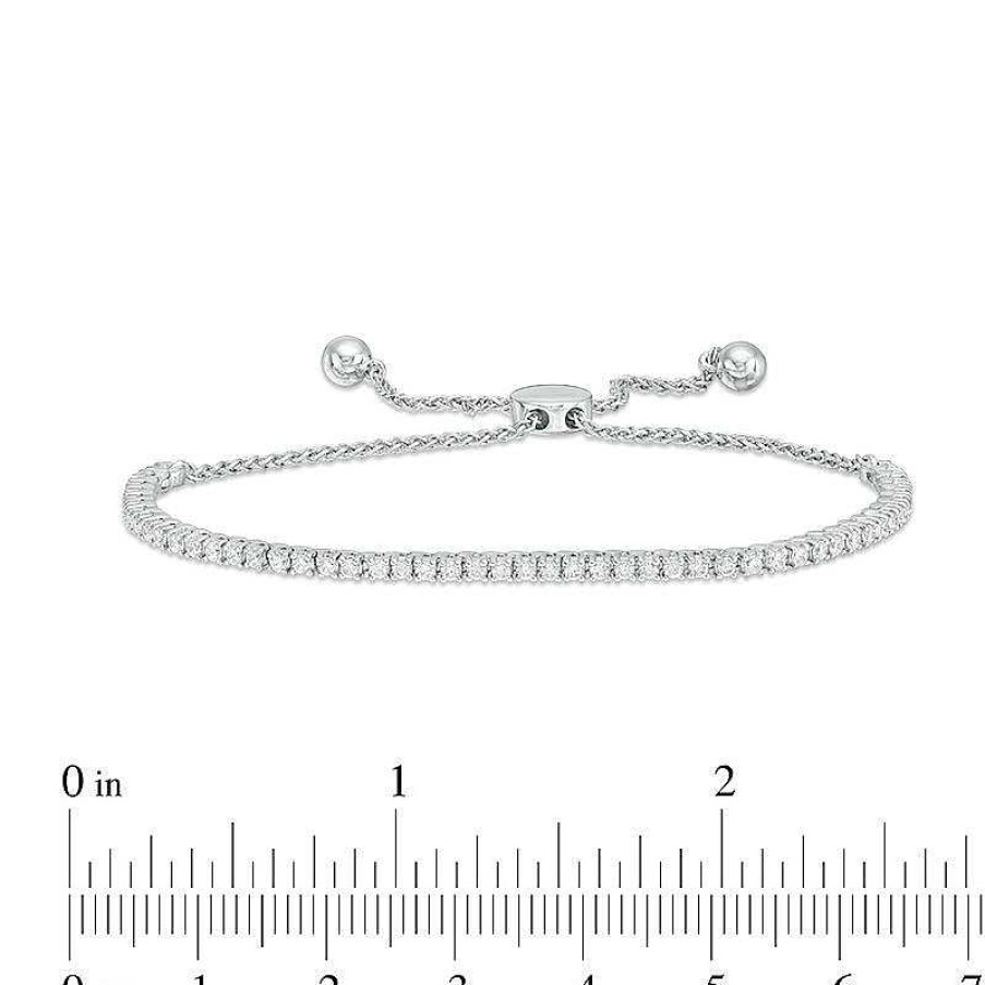 Bracelets Zales | 1 Ct. T.W. Diamond Tennis Bolo Bracelet In 10K White Gold - 9.5"