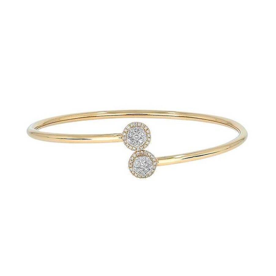 Bracelets Zales | 1/2 Ct. T.W. Multi-Diamond Frame Flexible Bangle In Sterling Silver With 14K Gold Plate