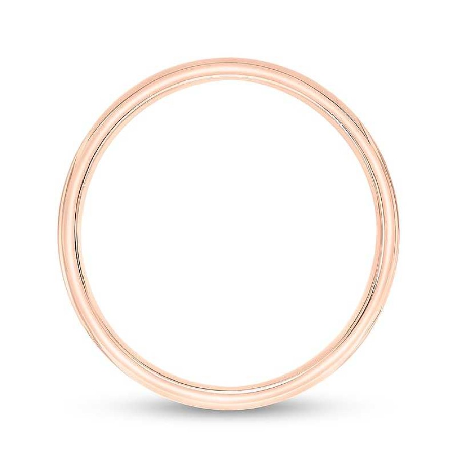 Rings Zales | Men'S 4.0Mm Engravable Low Dome Comfort-Fit Wedding Band In 14K Rose Gold (1 Line)