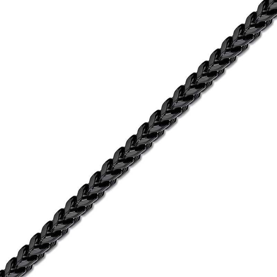 Bracelets Zales | Men'S 6.0Mm Solid Foxtail Chain Bracelet In Stainless Steel With Black Ion-Plate - 9"