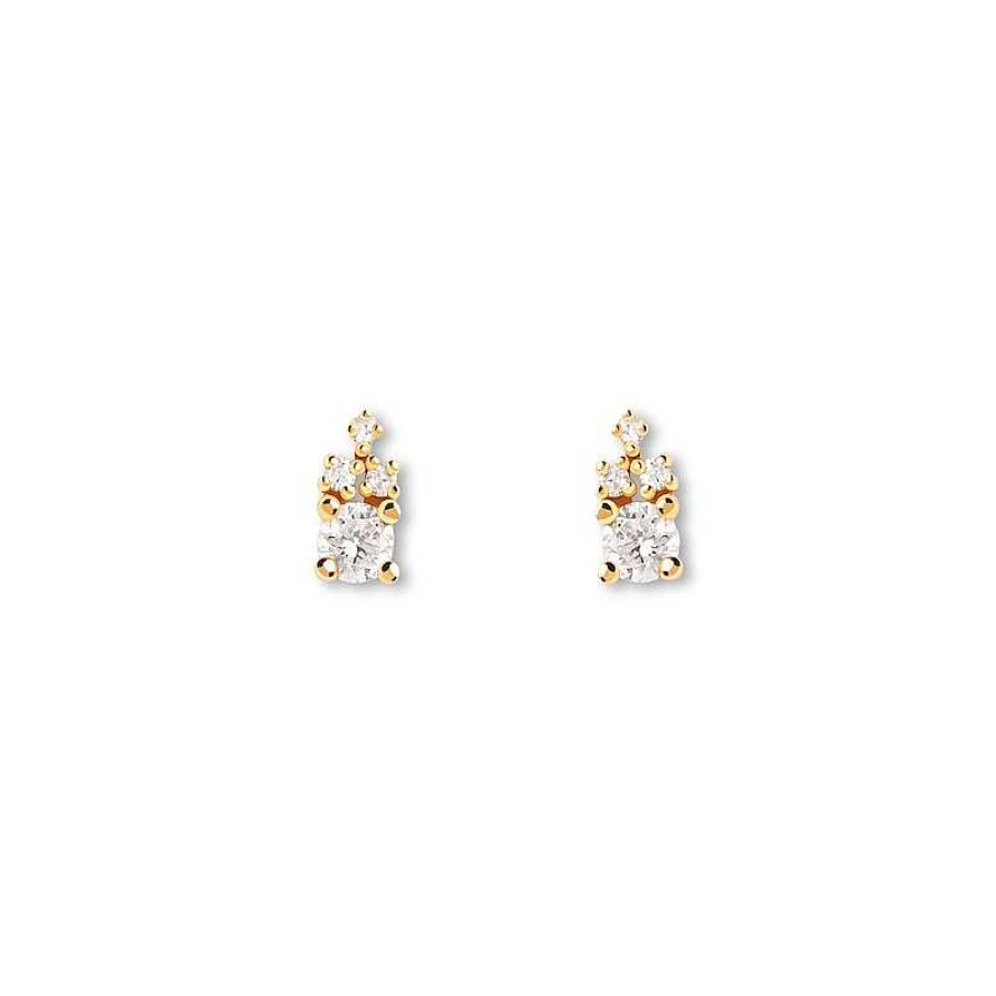 Earrings Zales | Pdpaola™ At Zales 1/15 Ct. T.W. Lab-Created Diamond Tri-Top Single Stud Earring In 18K Gold