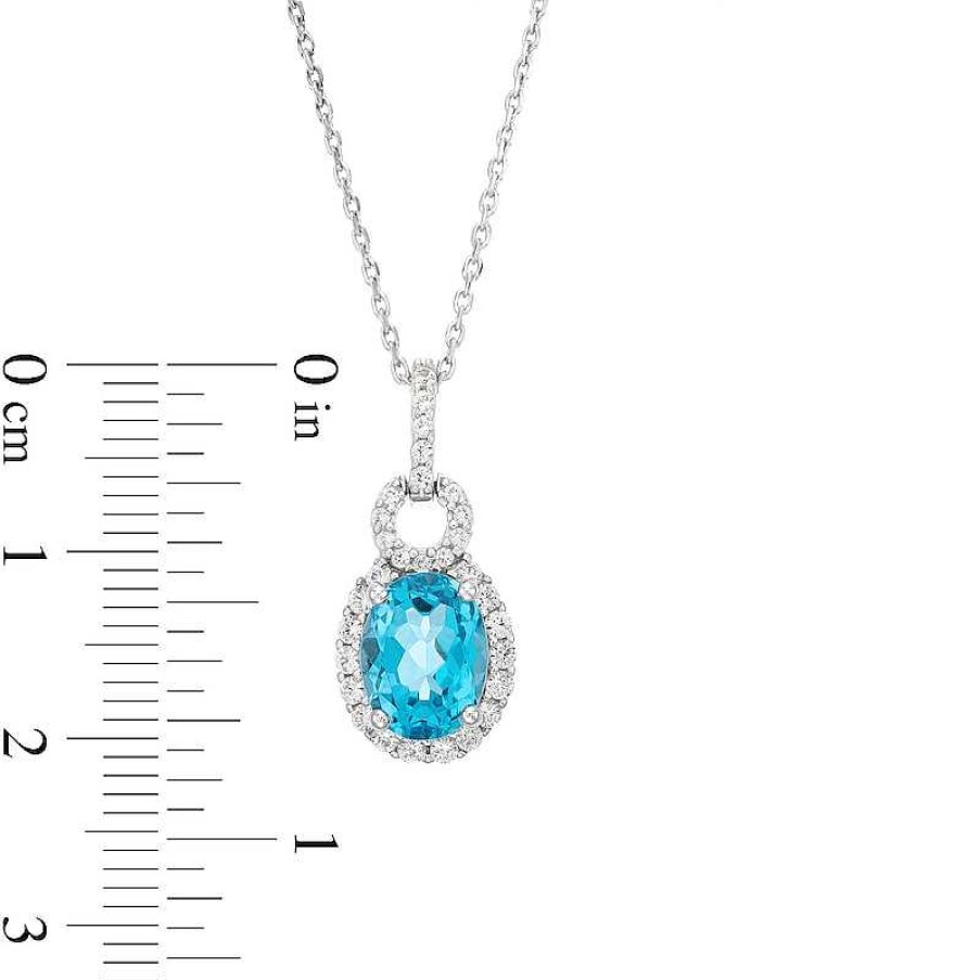 Rings Zales | Oval Swiss Blue Topaz And White Lab-Created Sapphire Doorknocker Pendant, Ring And Drop Earrings Set In Sterling Silver