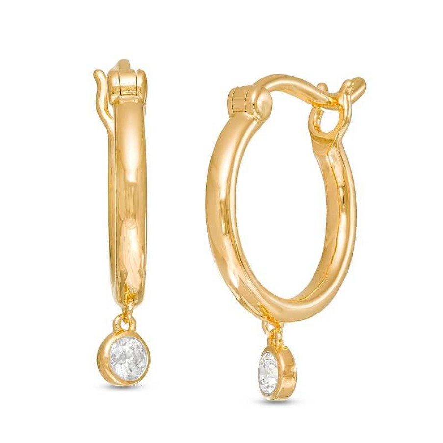 Earrings Zales | Remixed Reimagined 1/15 Ct. T.W. Diamond Dangle Hoop Earrings In 10K Gold