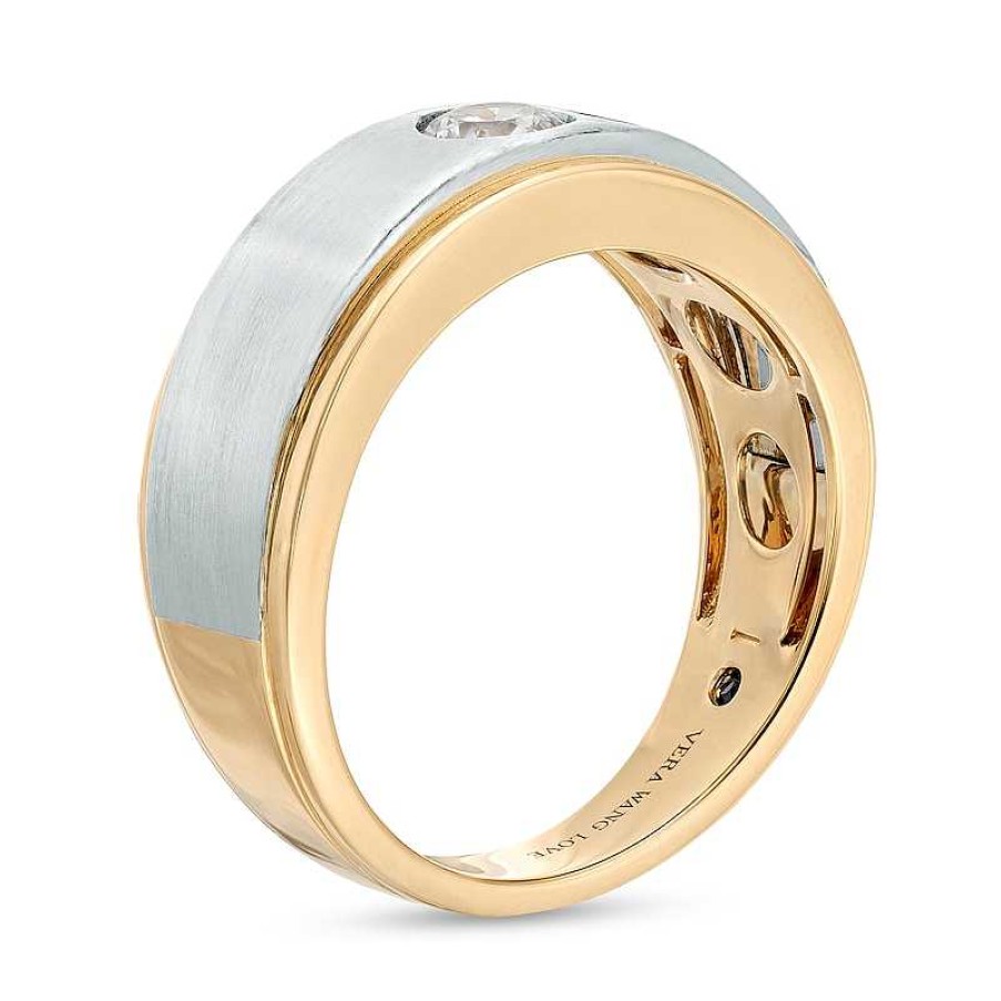 Rings Zales | True Lab-Created Diamonds By Vera Wang Love Men'S 1/2 Ct. Solitaire Wedding Band In 14K Two-Toned Gold (F/Vs2)