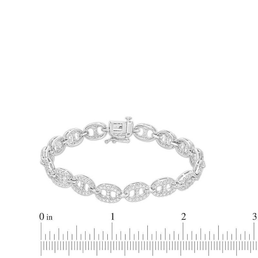 Bracelets Zales | 2 Ct. T.W. Diamond Mariner Chain Bracelet In Sterling Silver