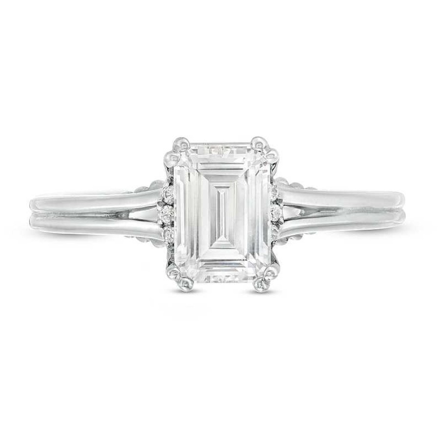 Rings Zales | Vera Wang Love Collection 1 Ct. T.W. Certified Emerald-Cut Diamond Engagement Ring In 14K White Gold (I/Si2)