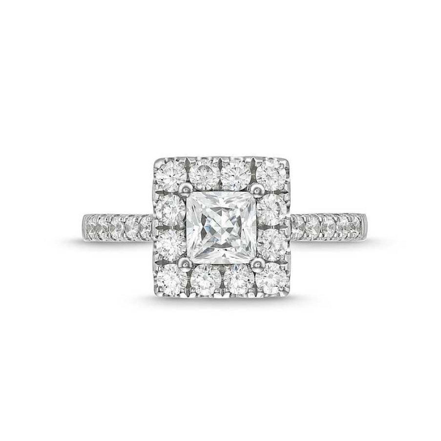 Rings Zales | 1-1/2 Ct. T.W. Princess-Cut Diamond Square Frame Engagement Ring In 14K White Gold (I/I2)