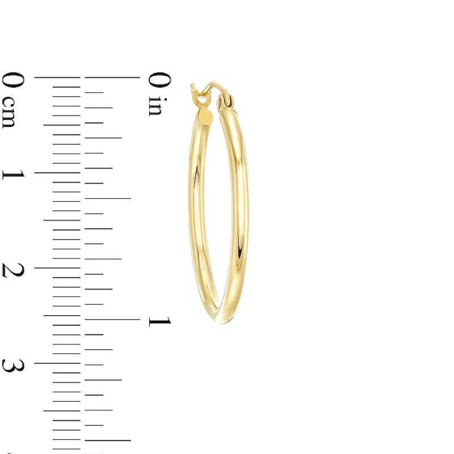 Earrings Zales | Oval 27.0Mm Hollow Tube Hoop Earrings In 14K Gold