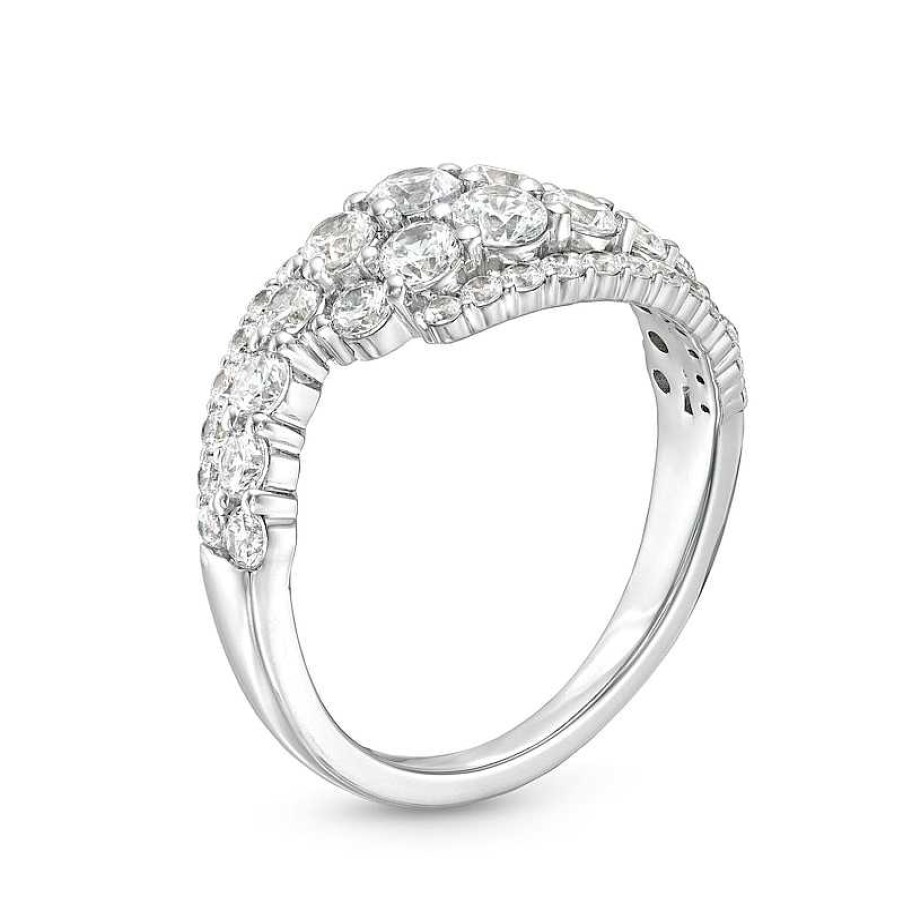 Rings Zales | 1-1/2 Ct. T.W. Certified Lab-Created Diamond Graduating Bypass Ring In 14K White Gold (F/Si2)