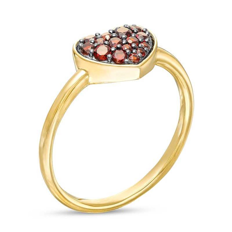 Rings Zales | Garnet Cluster Heart Ring In 10K Gold