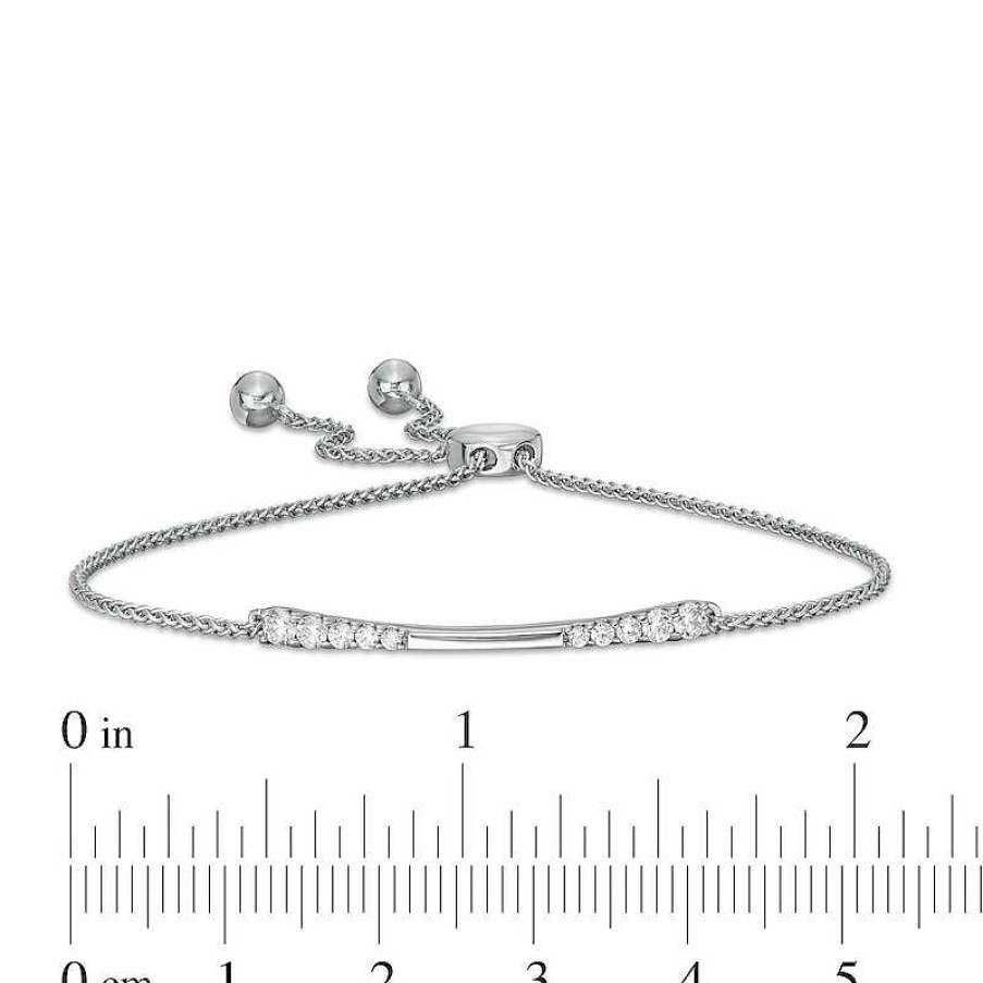 Bracelets Zales | 1/3 Ct. T.W. Journey Diamond Bolo Bracelet In 10K White Gold - 9.0"