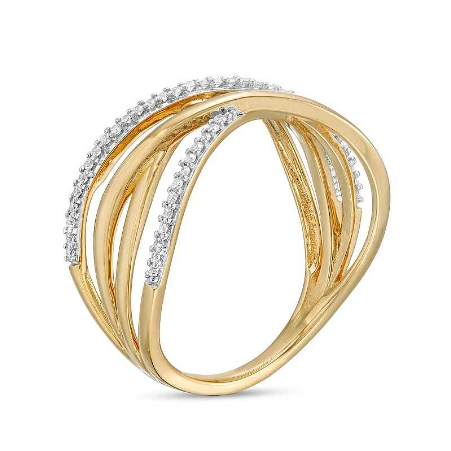 Rings Zales | 1/5 Ct. T.W. Diamond Multi-Row Crossover Ring In 10K Gold