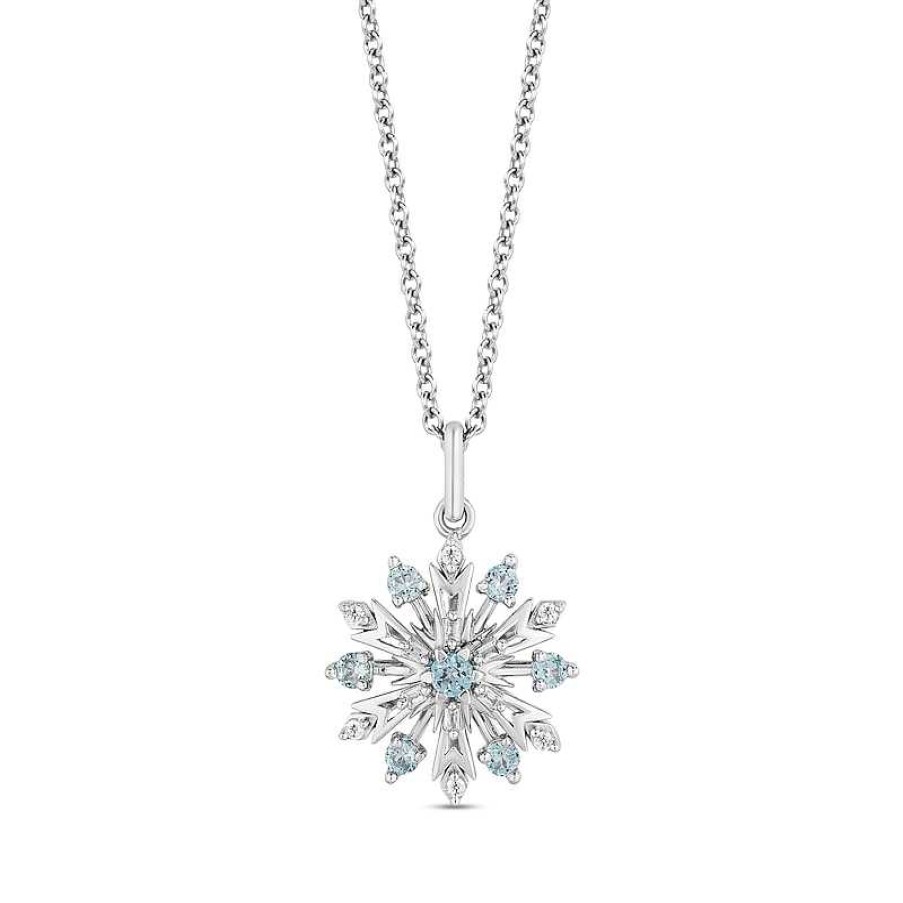 Earrings Zales | Enchanted Disney Elsa Swiss Blue Topaz And 1/6 Ct. T.W. Diamond Snowflake Pendant And Earrings Set In Sterling Silver