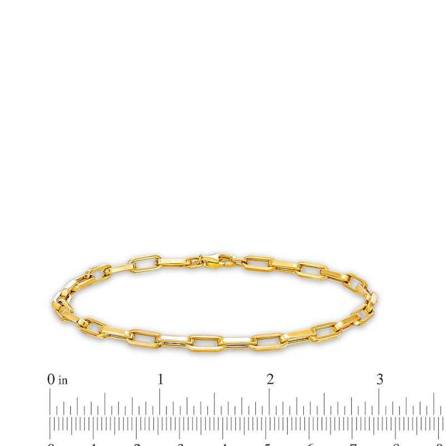 Bracelets Zales | 4.0Mm Hollow Paper Clip Link Chain Bracelet In 10K Gold - 7.5"