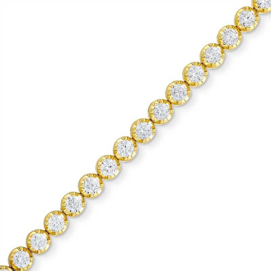 Bracelets Zales | 3 Ct. T.W. Certified Lab-Created Tennis Bracelet In 14K Gold (F/Si2)