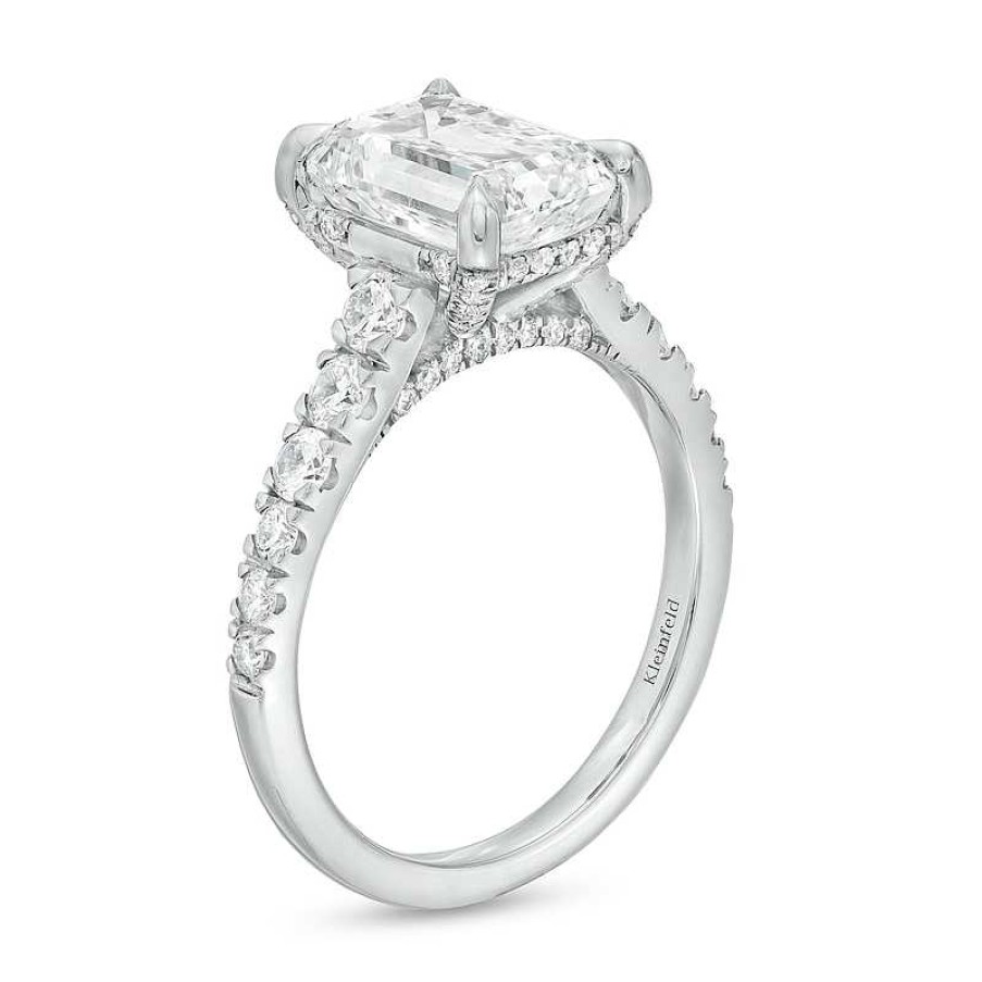 Rings Zales | Kleinfeld® X Zales 3-3/4 Ct. T.W. Certified Emerald-Cut Lab-Created Diamond Engagement Ring In Platinum (F/Vs2)