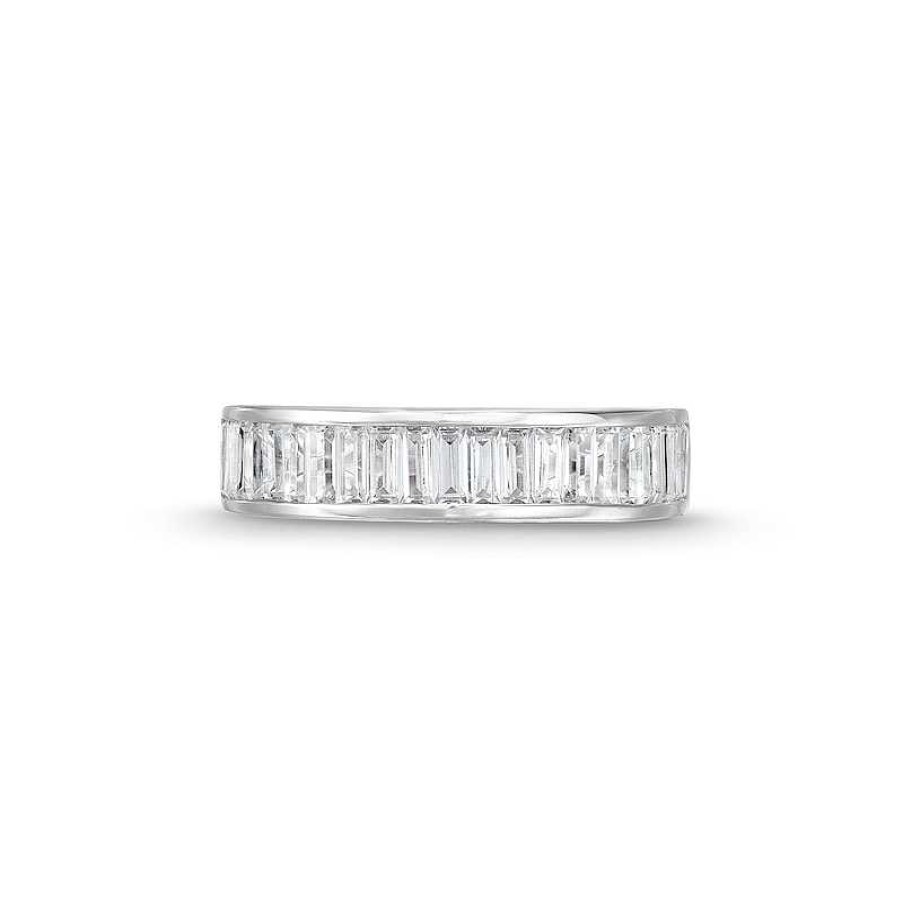 Rings Zales | 1 Ct. T.W. Certified Baguette-Cut Lab-Created Diamond Band In 14K White Gold (F/Vs2)