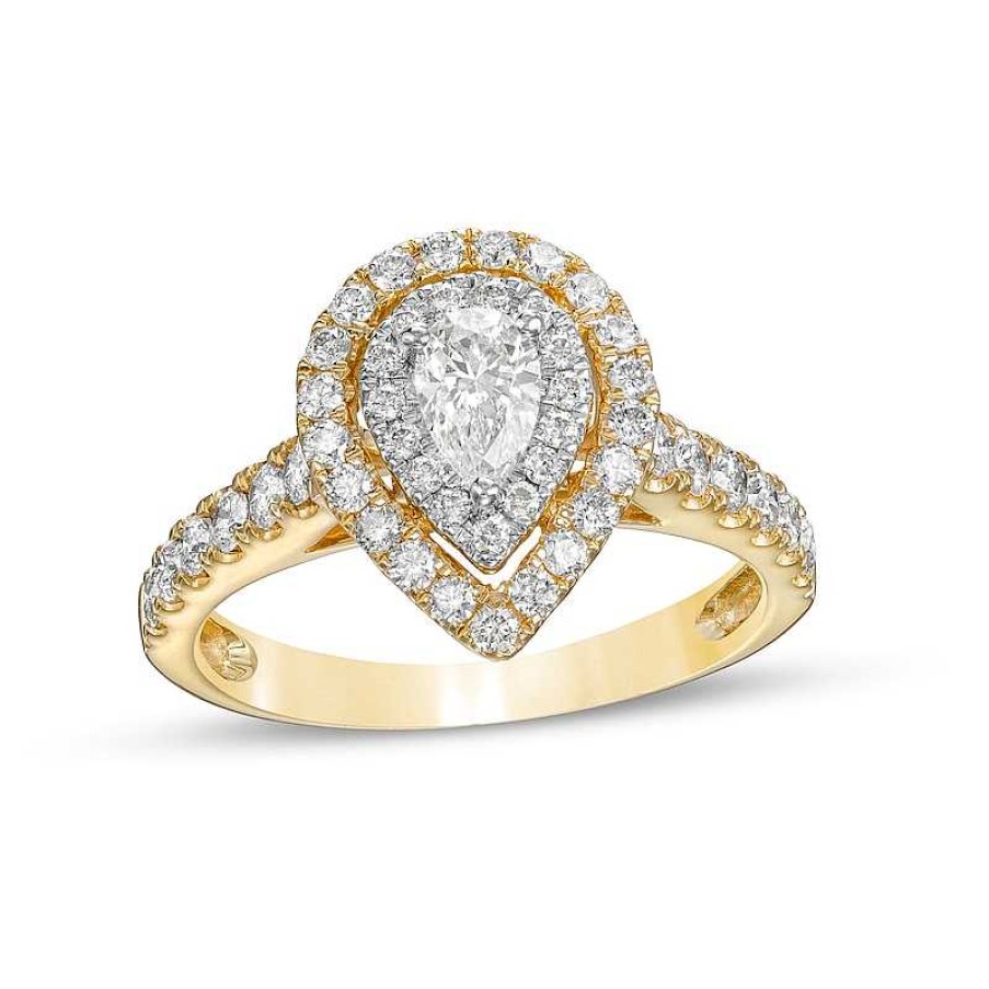 Rings Zales | 1 Ct. T.W. Pear-Shaped Diamond Double Frame Engagement Ring In 14K Gold