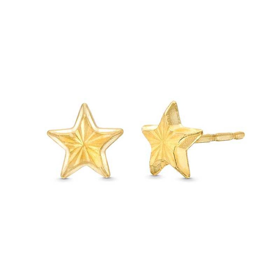 Earrings Zales | Diamond-Cut Hollow Star Stud Earrings In 14K Gold