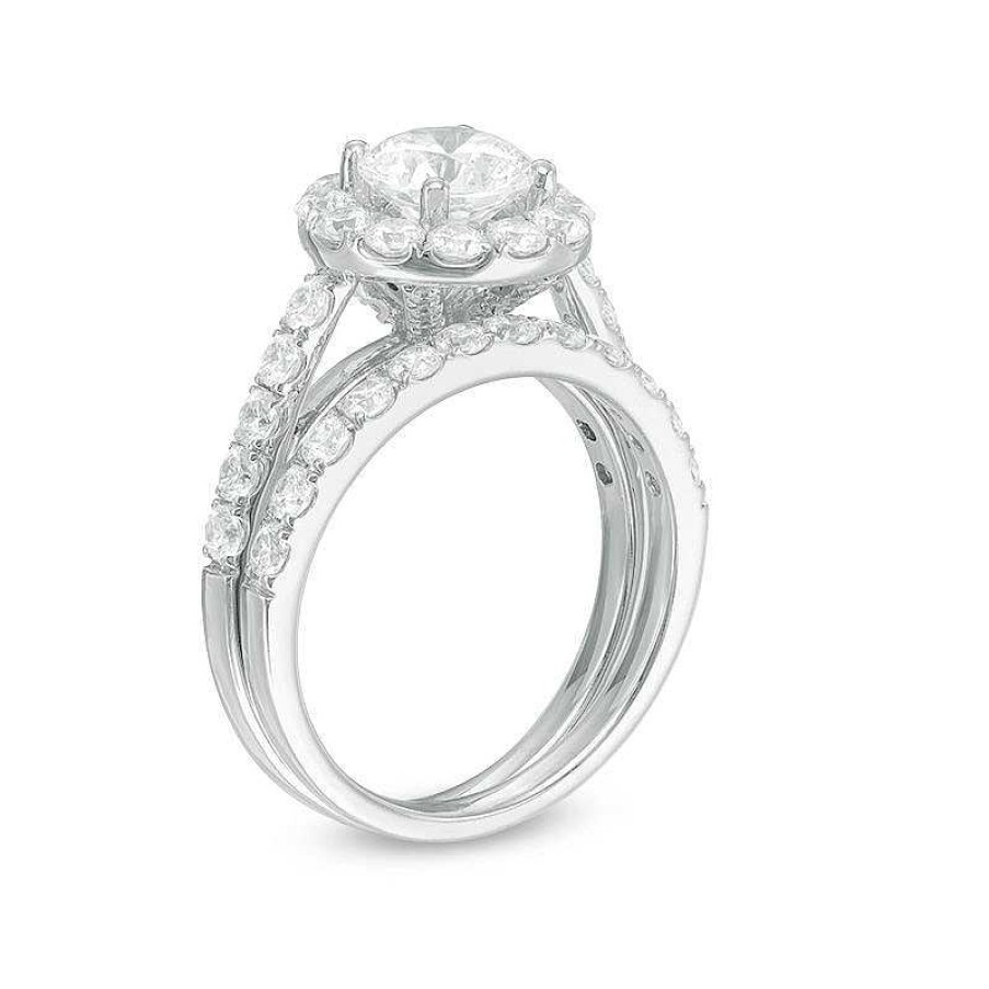 Rings Zales | Celebration Ideal 2-1/2 Ct. T.W. Diamond Frame Bridal Set In 14K White Gold (I/I1)