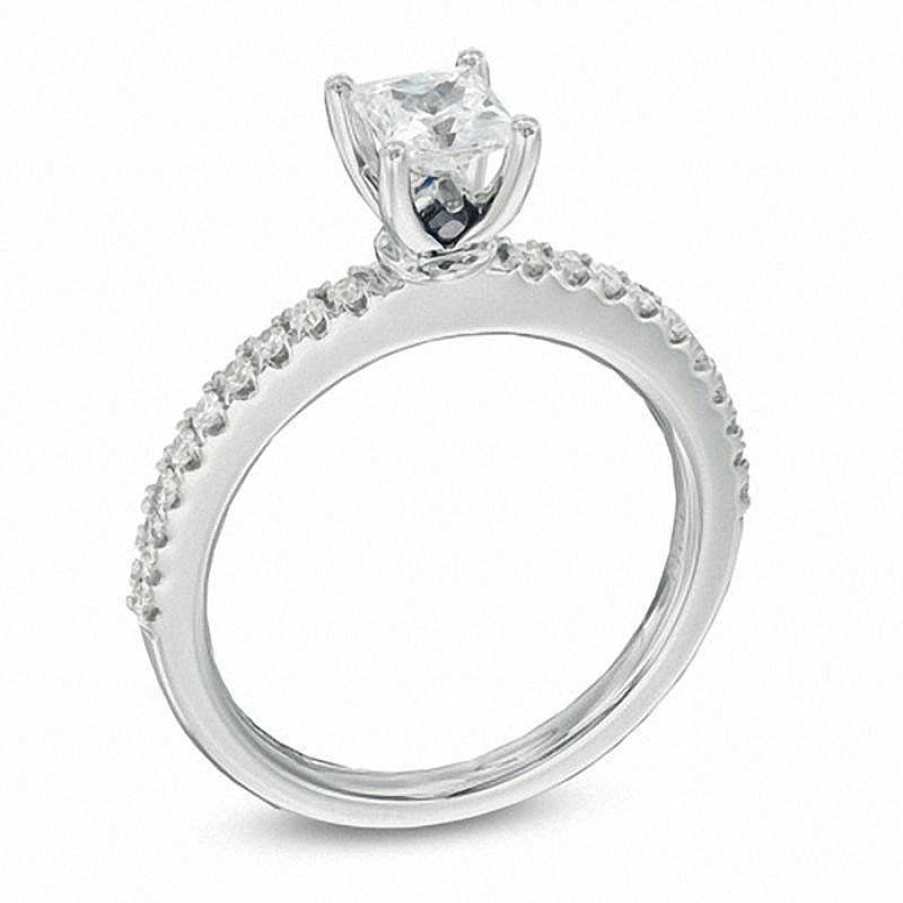 Rings Zales | Vera Wang Love Collection 5/8 Ct. T.W. Princess-Cut Diamond Engagement Ring In 14K White Gold