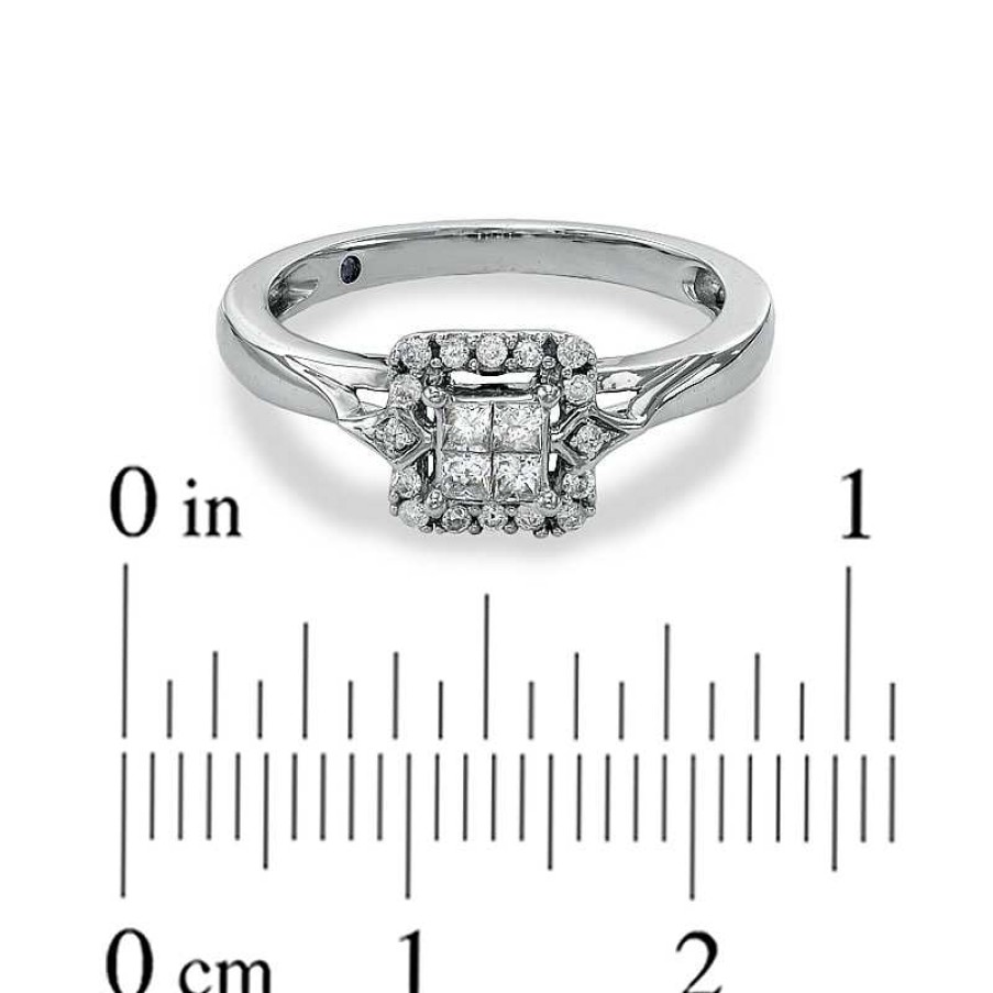 Rings Zales | Cherished Promise Collection™ 1/4 Ct. T.W. Quad Princess-Cut Diamond Promise Ring In 10K White Gold