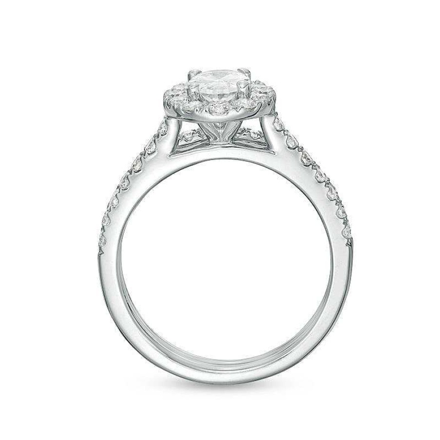 Rings Zales | Celebration Ideal 1-1/2 Ct. T.W. Oval Diamond Frame Bridal Set In 14K White Gold (I/I1)