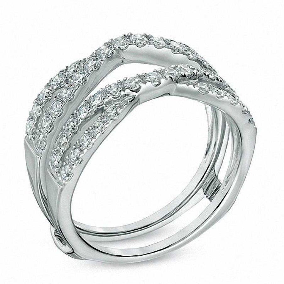 Rings Zales | 1 Ct. T.W. Diamond Twist Split Shank Solitaire Enhancer In 14K White Gold