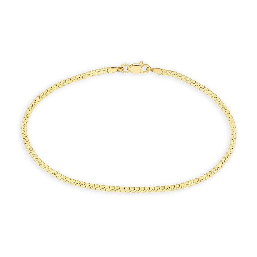 Bracelets Zales | 2.07Mm Solid Serpentine Chain Bracelet In 14K Gold - 7.5"