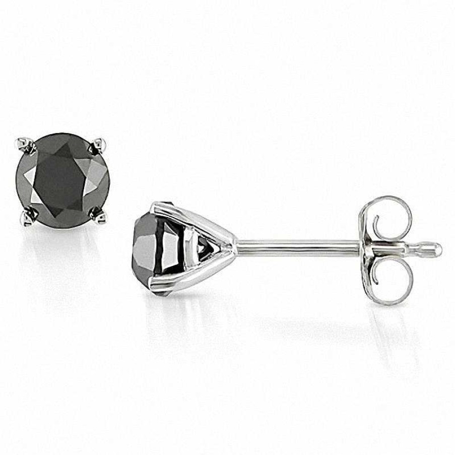 Earrings Zales | 1 Ct. T.W. Black Diamond Solitaire Stud Earrings In 10K White Gold