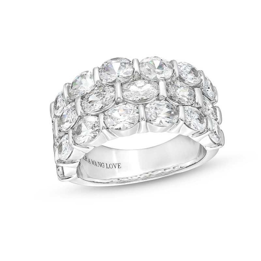 Rings Zales | True Lab-Created Diamonds By Vera Wang Love 4 Ct. T.W. Oval Triple Row Band In 14K White Gold (F/Vs2)