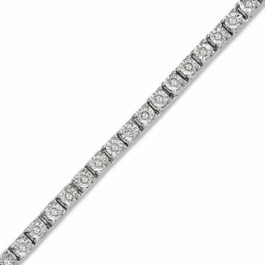 Bracelets Zales | 1/2 Ct. T.W. Diamond Tennis Bracelet In Sterling Silver - 7.25"