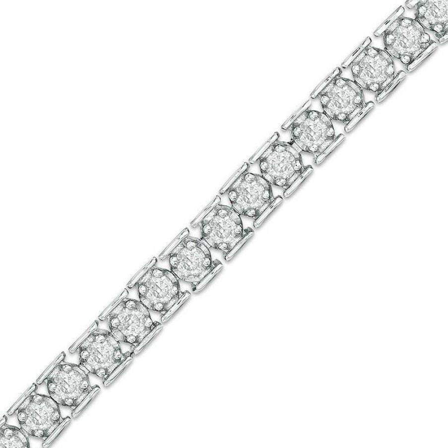 Bracelets Zales | 3 Ct. T.W. Diamond Tennis Bracelet In Sterling Silver - 7.25"