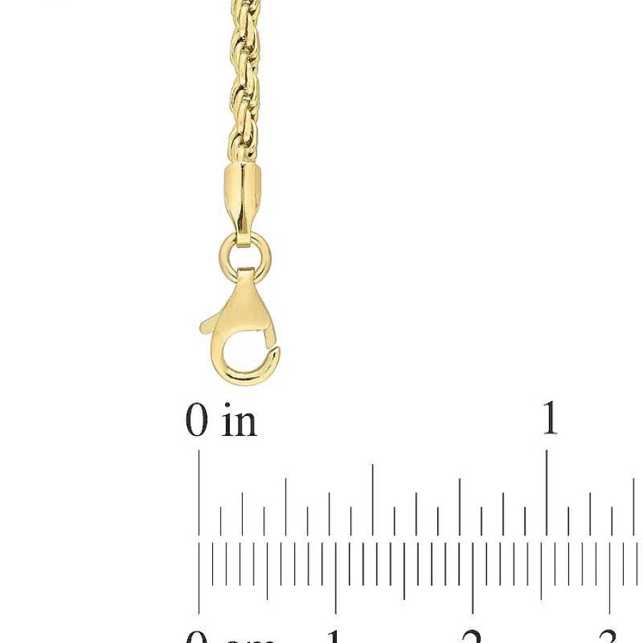 Bracelets Zales | 2.2Mm Rope Chain Anklet In Sterling Silver With Gold-Tone Flash Plate - 9"