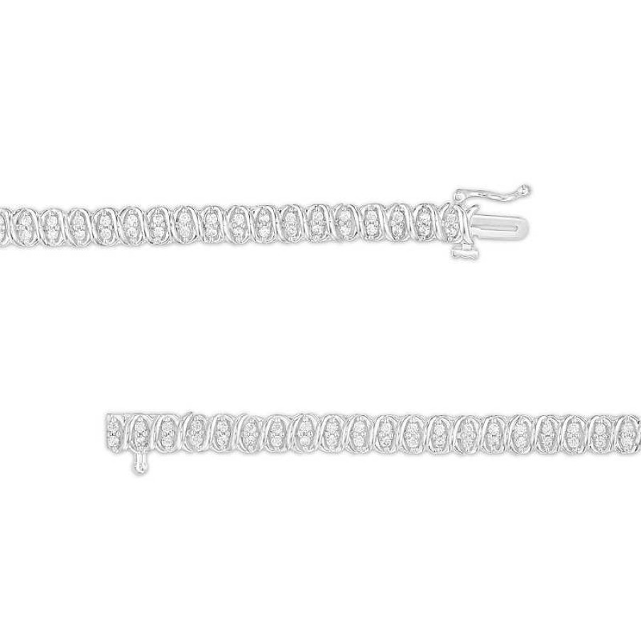 Bracelets Zales | 1 Ct. T.W. Diamond Alternating "Xo" Line Bracelet In 10K White Gold – 7.25"