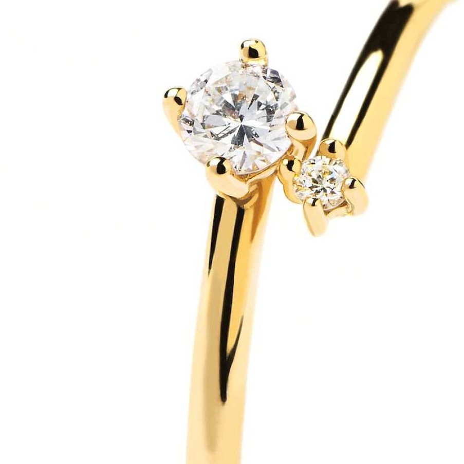 Rings Zales | Pdpaola™ At Zales 1/10 Ct. T.W. Lab-Created Diamond Duo Bypass Ring In 18K Gold