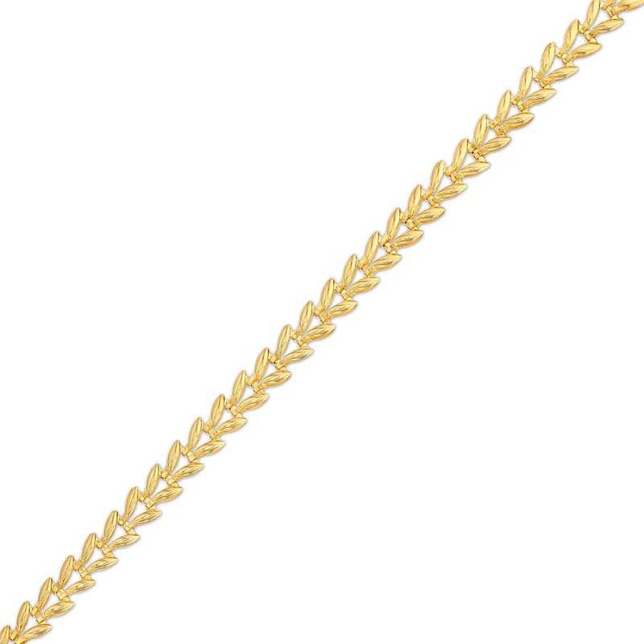 Bracelets Zales | 4.06Mm Hollow Laurel Leaf Stampato Chain Bracelet In 10K Gold – 7.5"