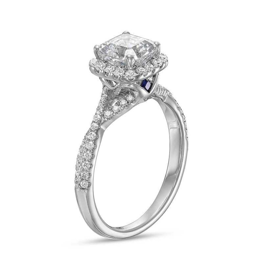 Rings Zales | Vera Wang Love Collection 1-1/3 Ct. T.W. Certified Asscher-Cut Diamond Frame Engagement Ring In 14K White Gold (I/Si2)