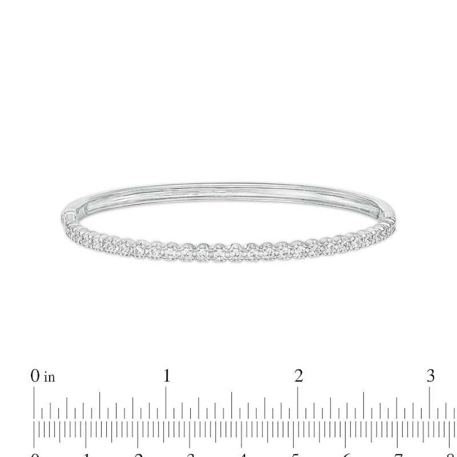 Bracelets Zales | 1 Ct. T.W. Certified Lab-Created Diamond Line Bangle In 14K White Gold (F/Si2) – 7.25"