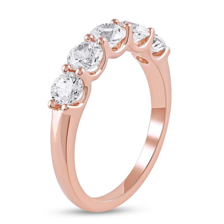 Rings Zales | 1-1/2 Ct. T.W. Certified Lab-Created Diamond Five Stone Band In 10K Rose Gold (I/Si2)